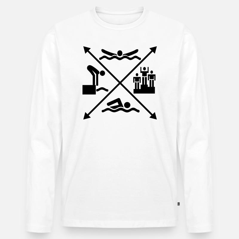 schwimmen - Männer Premium Bio Langarmshirt - Weiß