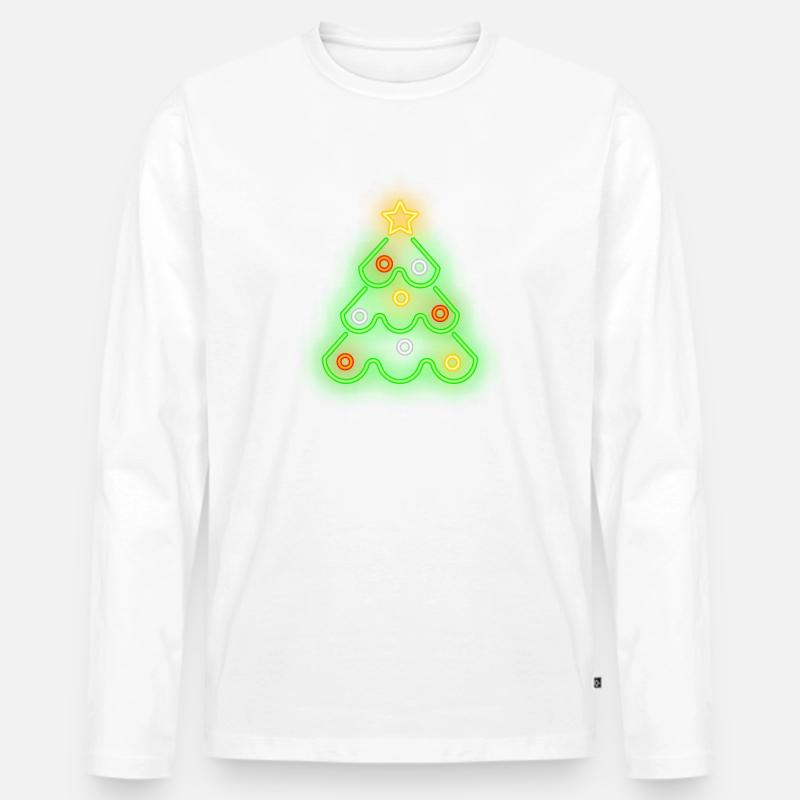 Weihnachtsbaum - Männer Premium Bio Langarmshirt - Weiß