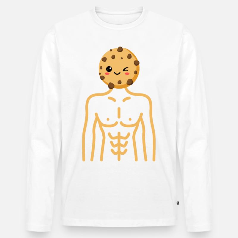 Halb Mann, halb Keks - Männer Premium Bio Langarmshirt - Weiß