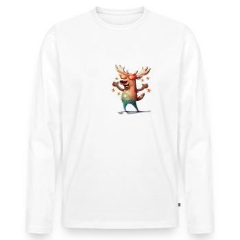 Bin da kann losgehen - Männer Premium Bio Langarmshirt - Weiß - Vorne - Nico (187cm)