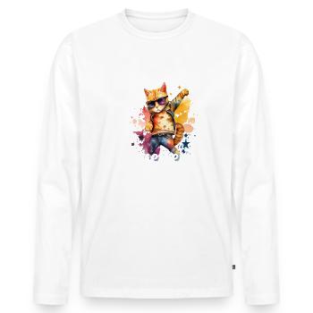 Bin da kann losgehen - Männer Premium Bio Langarmshirt - Weiß - Vorne - Nico (187cm)