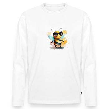 Bin da kann losgehen - Männer Premium Bio Langarmshirt - Weiß - Vorne - Nico (187cm)