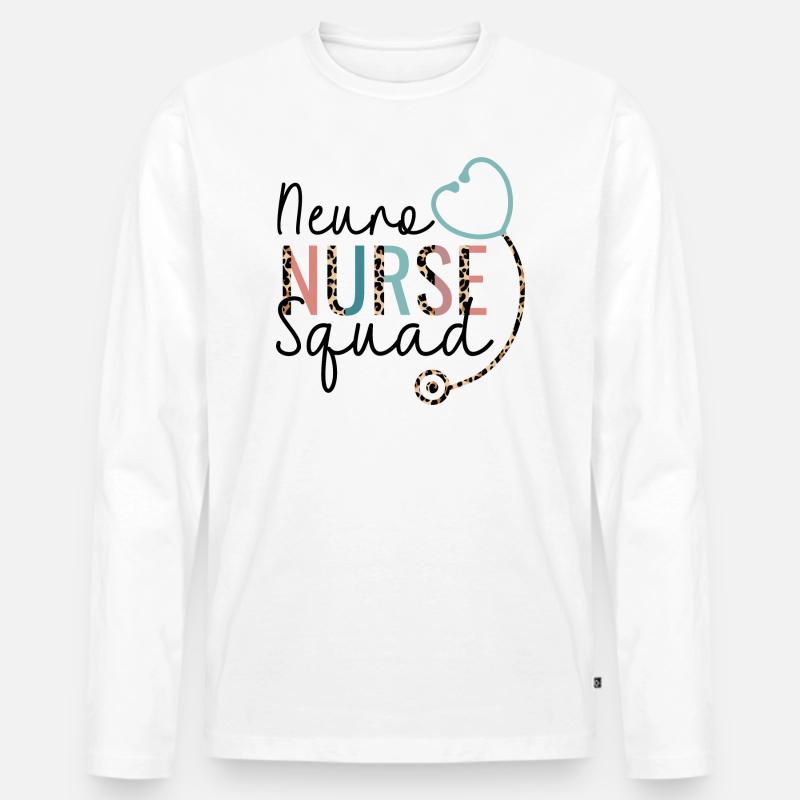 Neuro Krankenschwester Leopard Stethoskop Herz - Männer Premium Bio Langarmshirt - Weiß