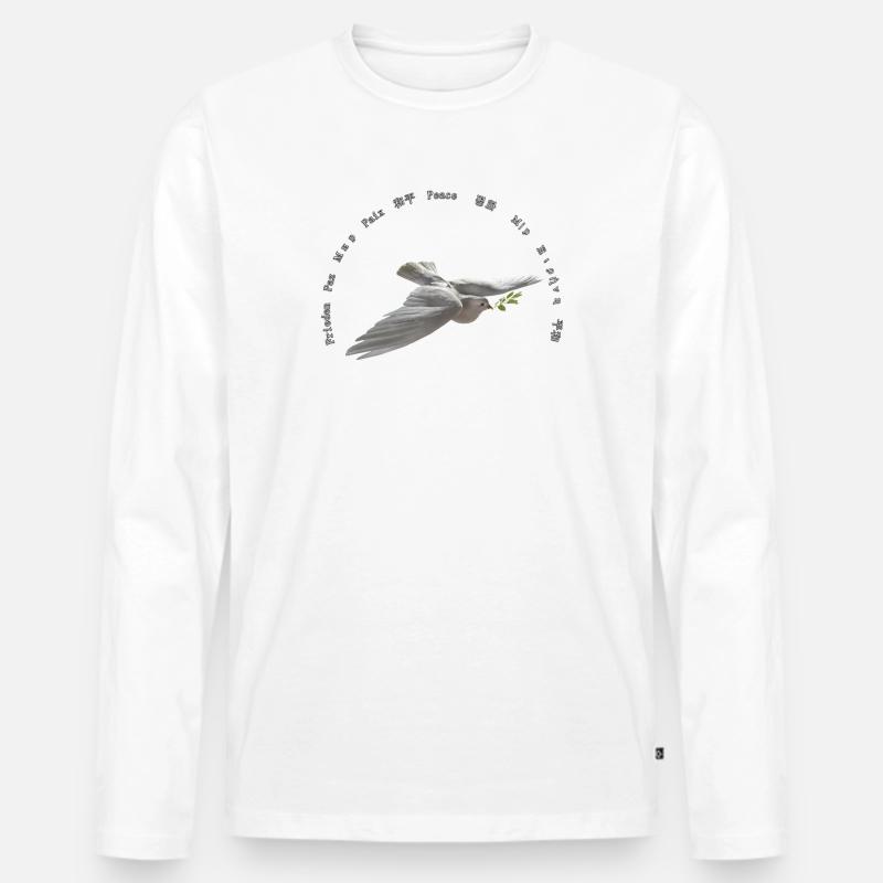 Peace Text - Männer Premium Bio Langarmshirt - Weiß