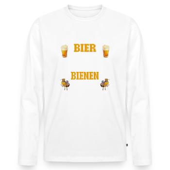 Ich will nur Bier trinken und mit meinen Bienen - Männer Premium Bio Langarmshirt - Weiß - Vorne - Nico (187cm)