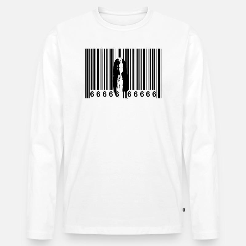 Horror Strichcode - Männer Premium Bio Langarmshirt - Weiß