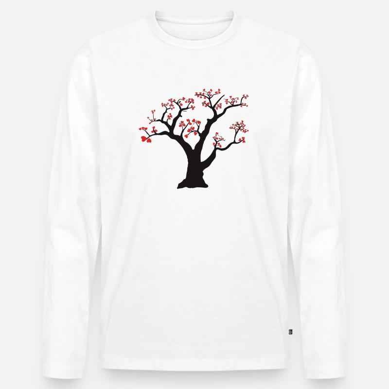 Baum - Männer Premium Bio Langarmshirt - Weiß