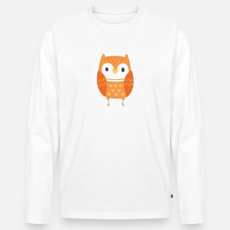 Eule - Männer Premium Bio Langarmshirt - Weiß