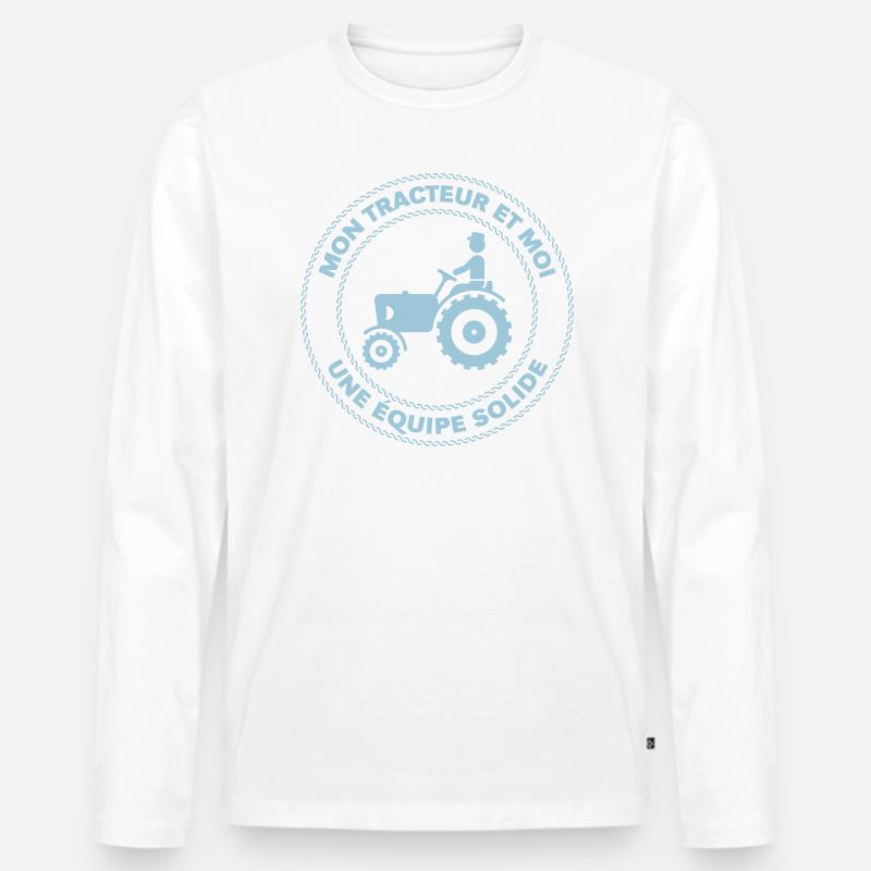 Mon Tracteur Et Moi Une Équipe Solide - Männer Premium Bio Langarmshirt - Weiß
