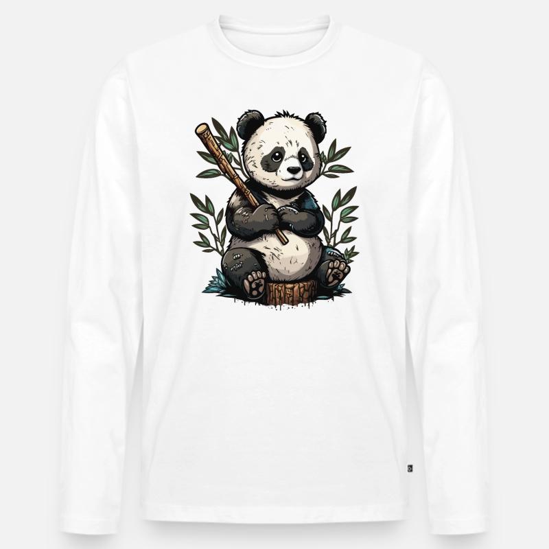 Bambus Kumpel - Männer Premium Bio Langarmshirt - Weiß