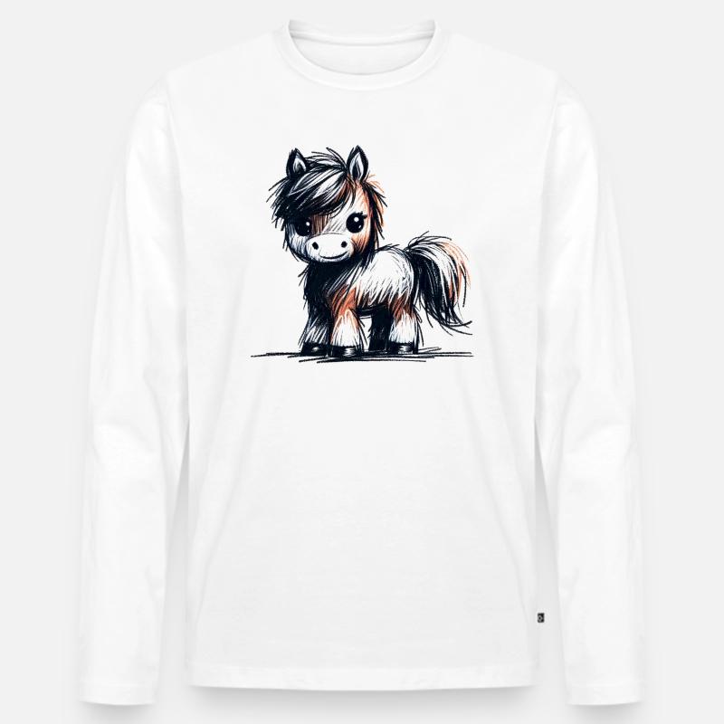 Pferdchen - Männer Premium Bio Langarmshirt - Weiß