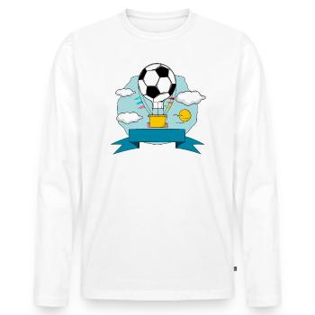 Fußball Heißluftballon Namensschild blau - Männer Premium Bio Langarmshirt - Weiß - Vorne - Nico (187cm)