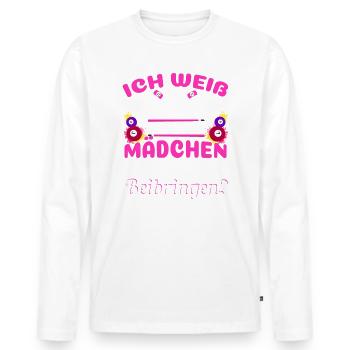 Billard Mädchen Billardspielerin - Männer Premium Bio Langarmshirt - Weiß - Vorne - Nico (187cm)
