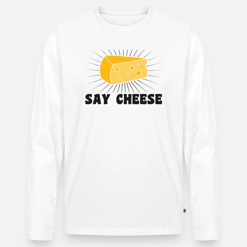 Say cheese - Männer Premium Bio Langarmshirt - Weiß