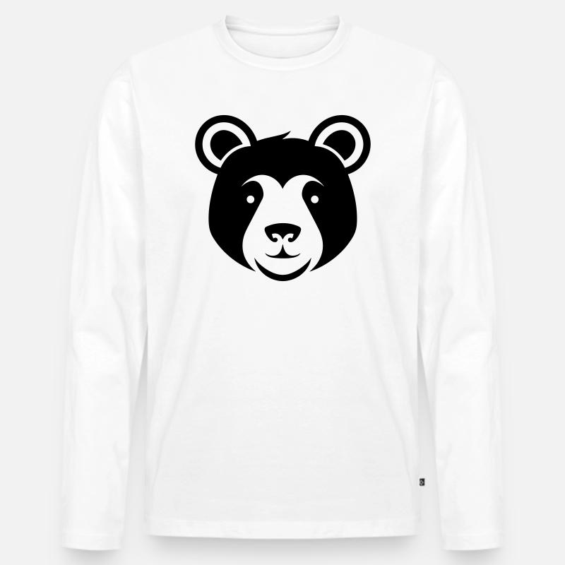 Bär - Männer Premium Bio Langarmshirt - Weiß
