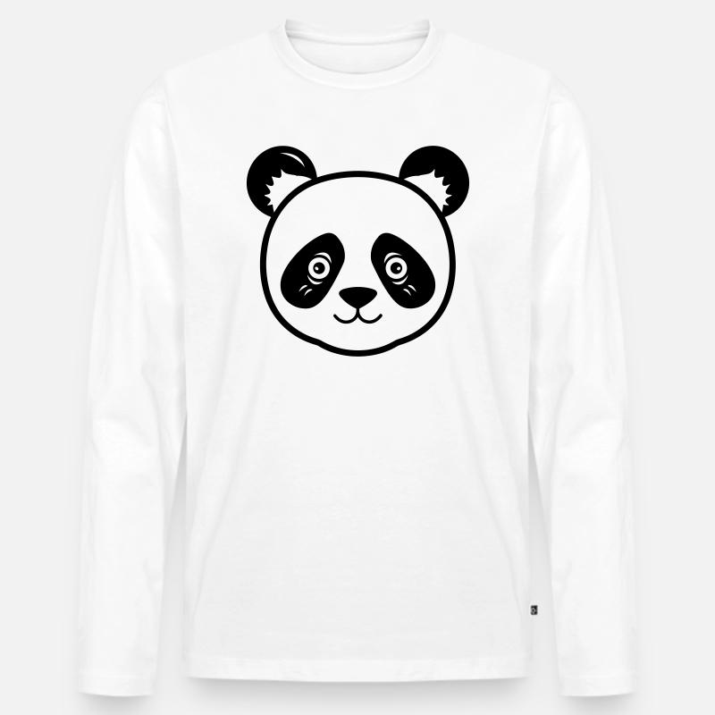 Panda - Männer Premium Bio Langarmshirt - Weiß