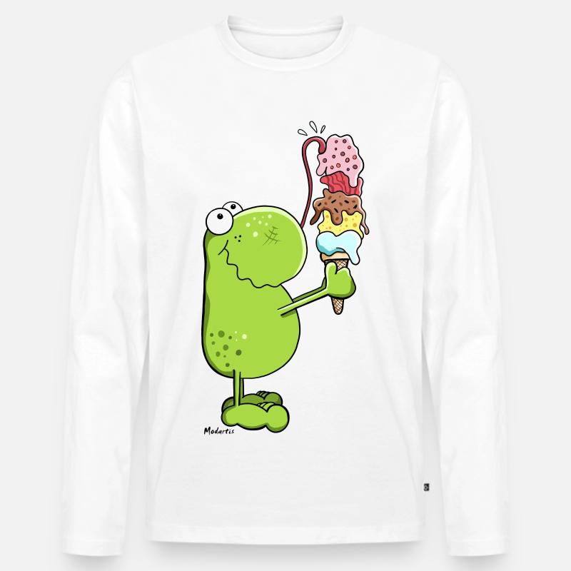 Frosch mit Eis - Männer Premium Bio Langarmshirt - Weiß