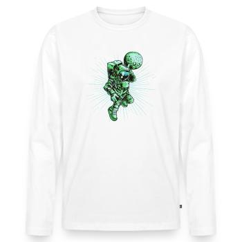 Astronaute Basketball Moon - T-shirt manches longues Premium bio Homme - blanc - Devant - Nico (187cm)