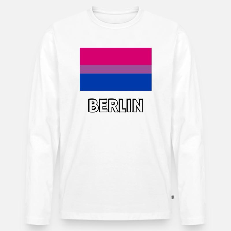 Bi Pride Flagge Berlin - Männer Premium Bio Langarmshirt - Weiß
