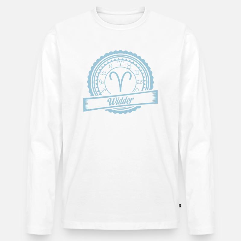 Mein Sternzeichen ist - Widder - Männer Premium Bio Langarmshirt - Weiß
