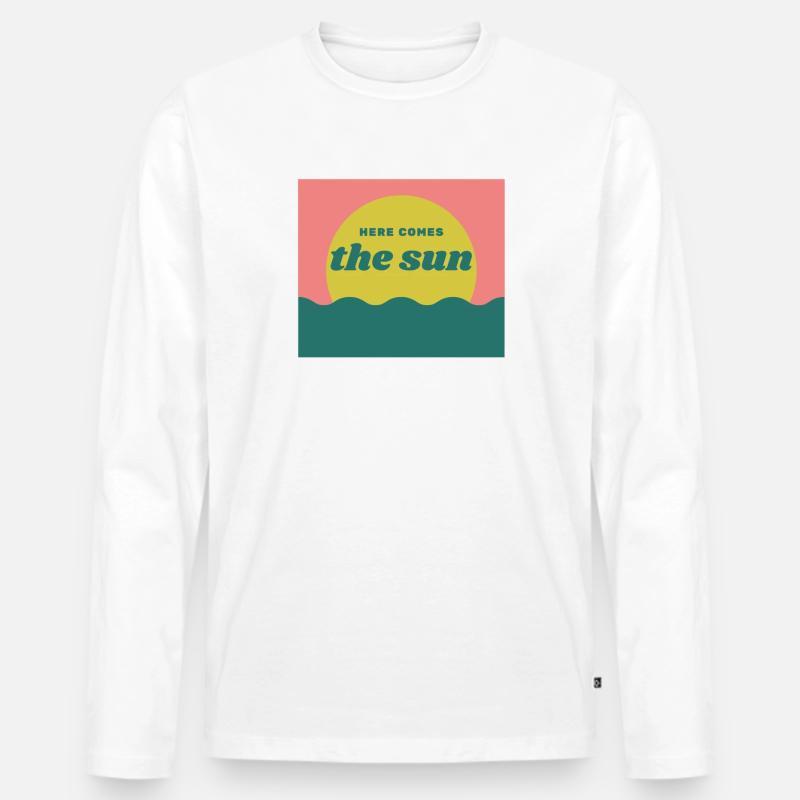 Here comes the sun - Männer Premium Bio Langarmshirt - Weiß