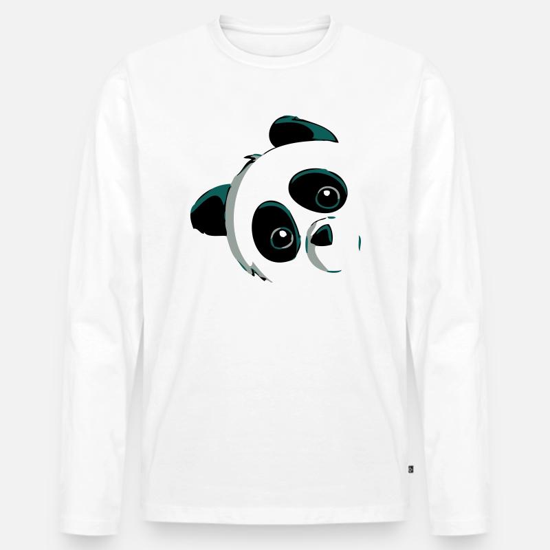 Panda Kopf - Männer Premium Bio Langarmshirt - Weiß