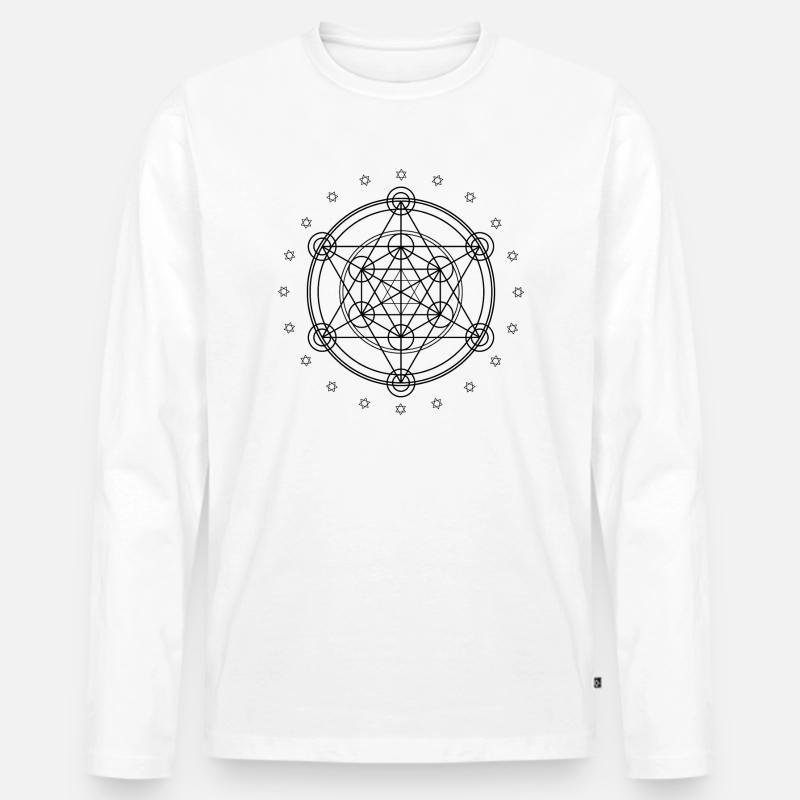 Merkaba schwarz - Männer Premium Bio Langarmshirt - Weiß