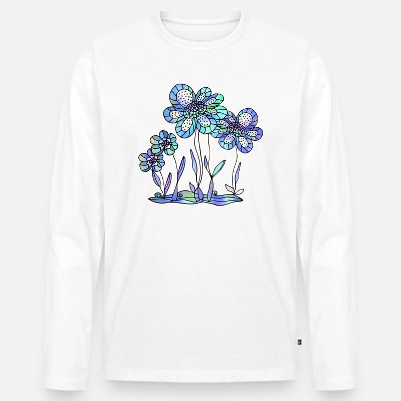 Blumen - Männer Premium Bio Langarmshirt - Weiß
