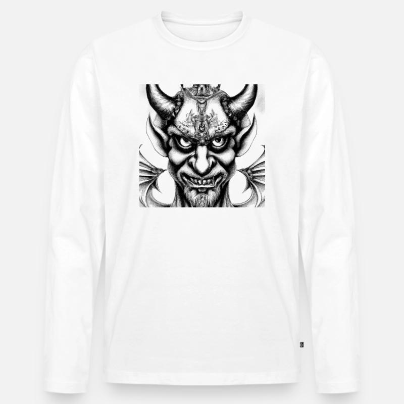 Teufelsgesicht - Männer Premium Bio Langarmshirt - Weiß