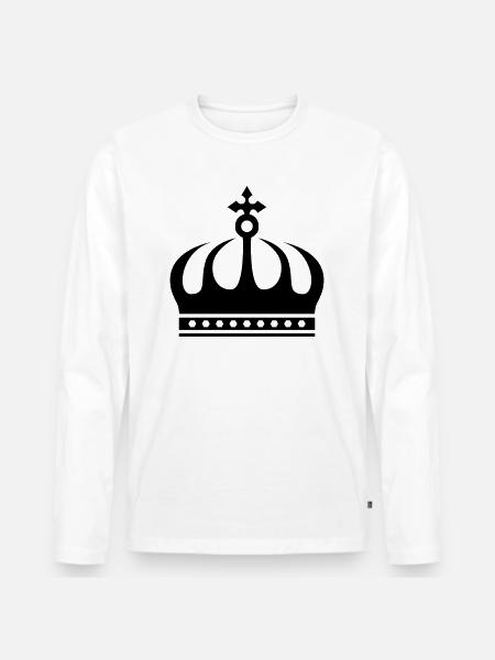 krone - Männer Premium Bio Langarmshirt - Weiß