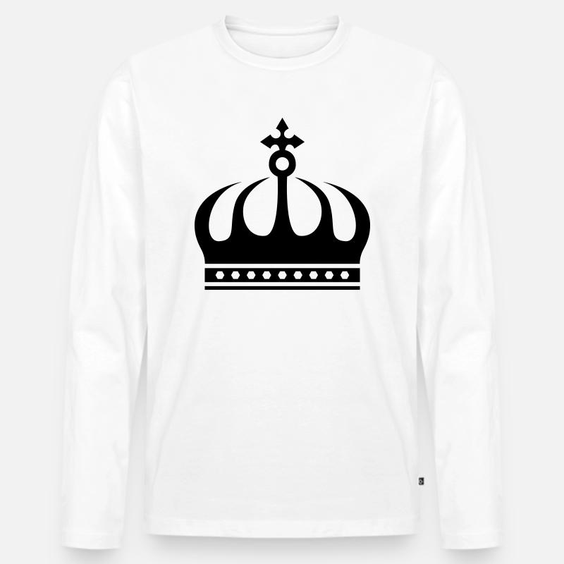 krone - Männer Premium Bio Langarmshirt - Weiß