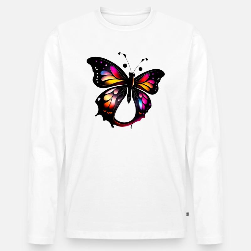 Schmetterling - Männer Premium Bio Langarmshirt - Weiß