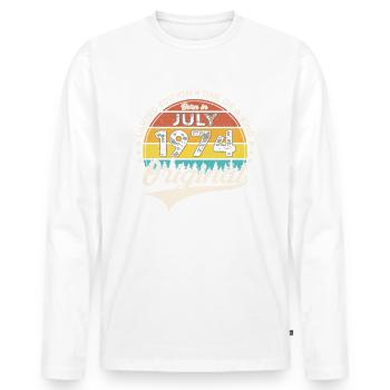 49th Birthday Man Born In July Born 1974 - Men's Premium Organic Long Sleeve Shirt - white - Front - Nico (187cm)
