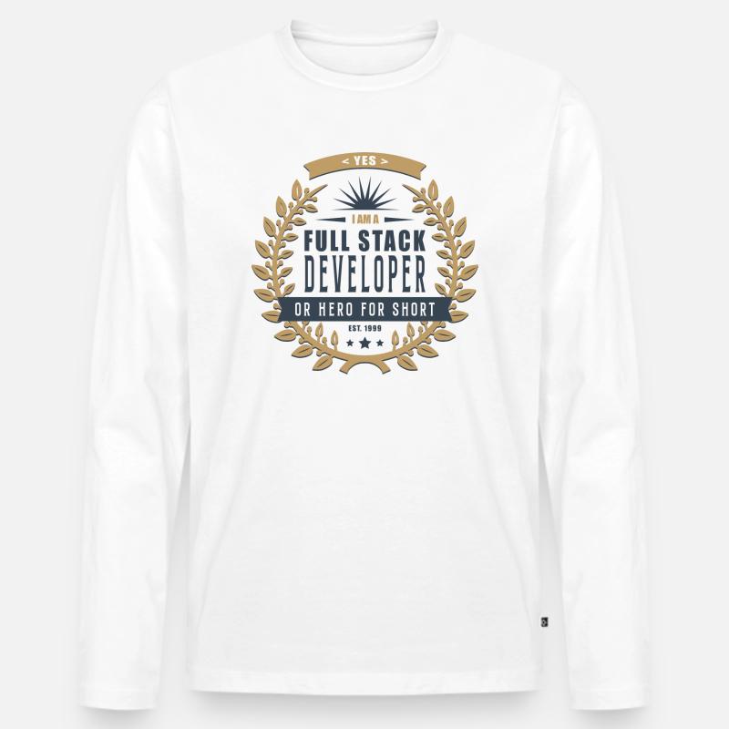 Full Stack Developer dunkel - Männer Premium Bio Langarmshirt - Weiß