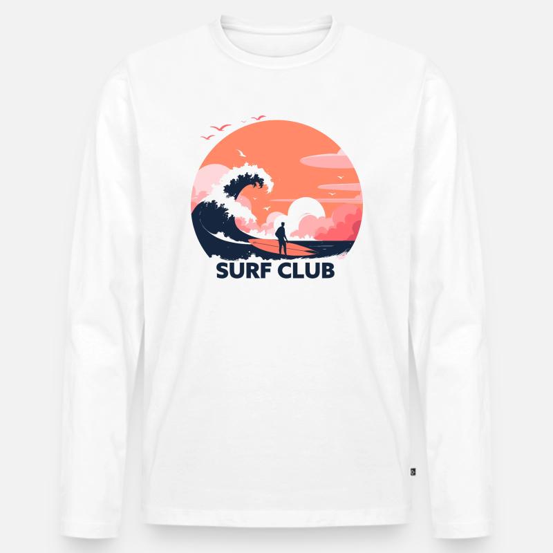 SurfSimplicity: Elegante Wellenreiter - Männer Premium Bio Langarmshirt - Weiß