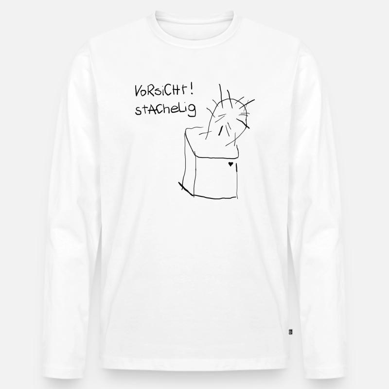 Vorsicht! stachelig 🌵😄 - Männer Premium Bio Langarmshirt - Weiß