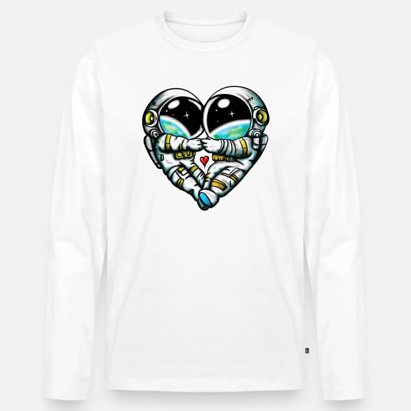 Space Love - Männer Premium Bio Langarmshirt - Weiß