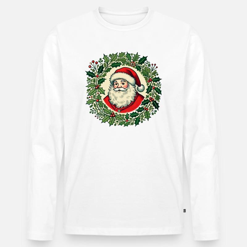 Weihnachtsmann - Männer Premium Bio Langarmshirt - Weiß