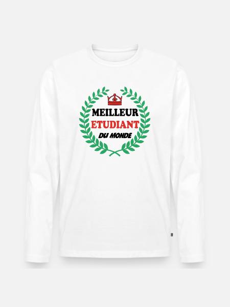 BESTER STUDENT DER WELT - Männer Premium Bio Langarmshirt - Weiß
