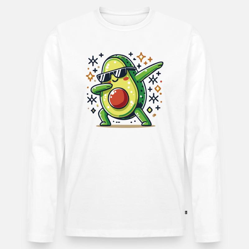 Dabbende Avocado - Männer Premium Bio Langarmshirt - Weiß