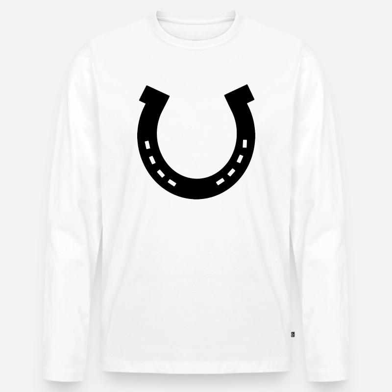 Hufeisen, Pferd - Männer Premium Bio Langarmshirt - Weiß