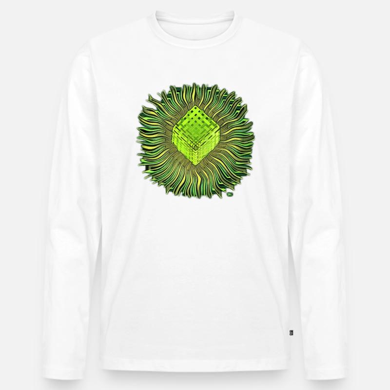 Psychedelic Cube / Cube Psychedelic - Men's Premium Organic Long Sleeve Shirt - white