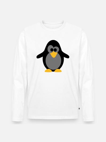 Pinguin - Männer Premium Bio Langarmshirt - Weiß