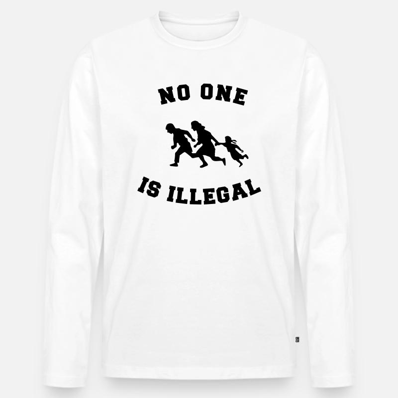 no one is illegal - Männer Premium Bio Langarmshirt - Weiß