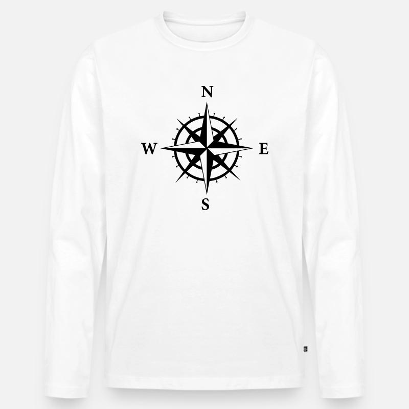 Kompass - Männer Premium Bio Langarmshirt - Weiß