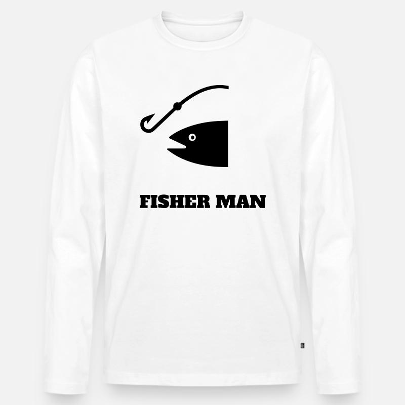 FISHER MAN - Männer Premium Bio Langarmshirt - Weiß