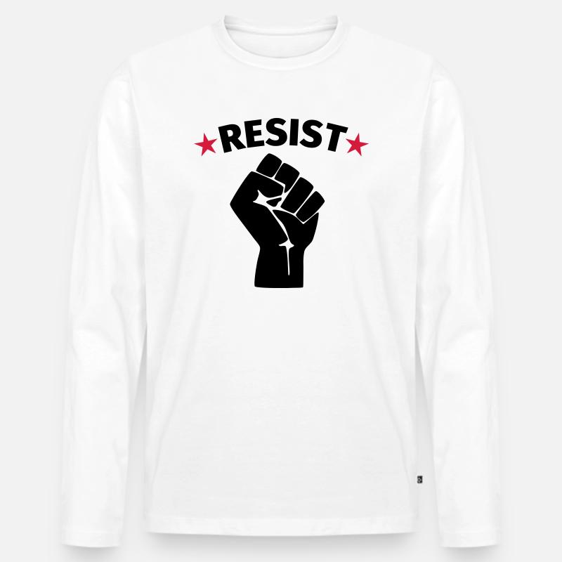Faust Widerstand Protest - Männer Premium Bio Langarmshirt - Weiß