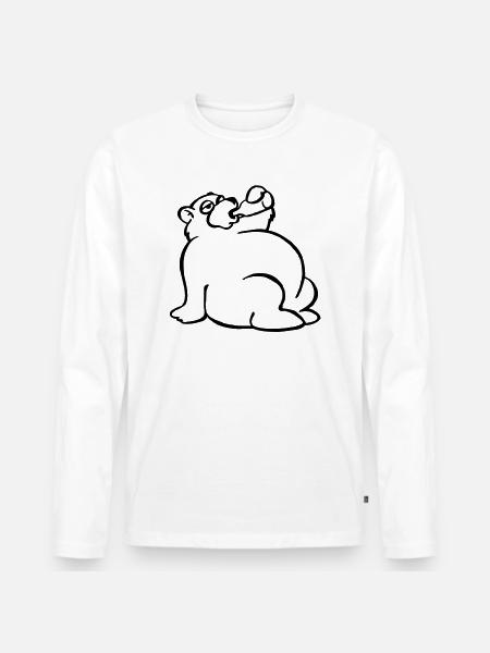 Saufbär - Männer Premium Bio Langarmshirt - Weiß