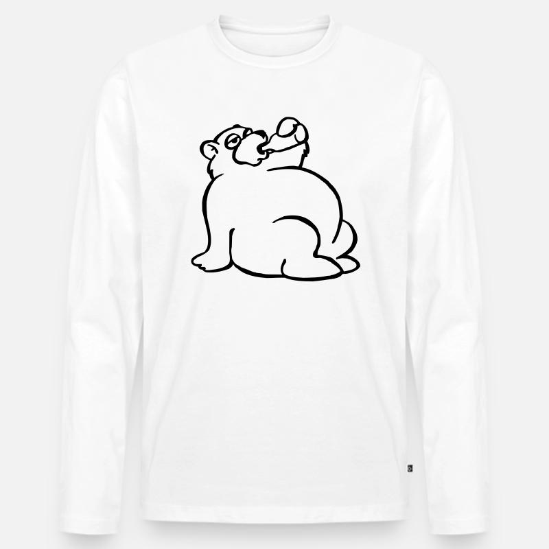 Saufbär - Männer Premium Bio Langarmshirt - Weiß