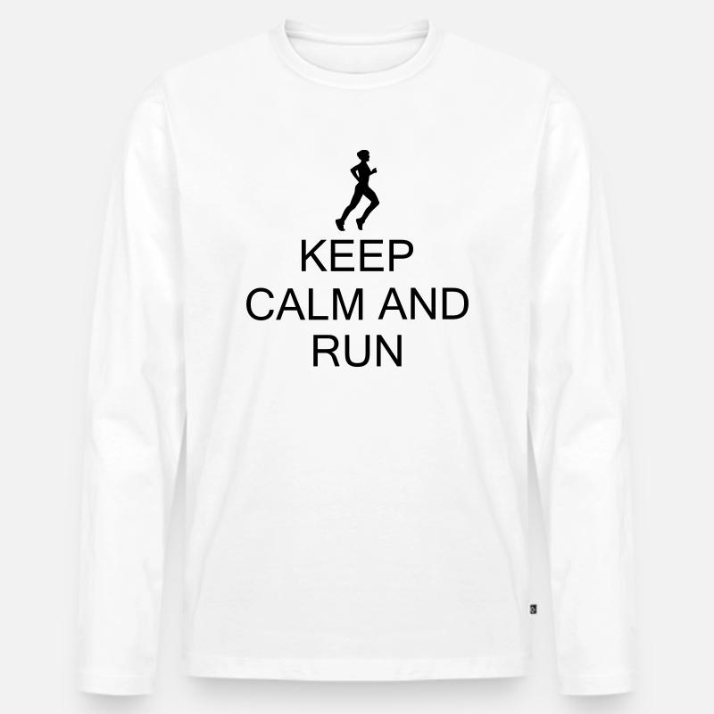 keep Calm and Run - Männer Premium Bio Langarmshirt - Weiß